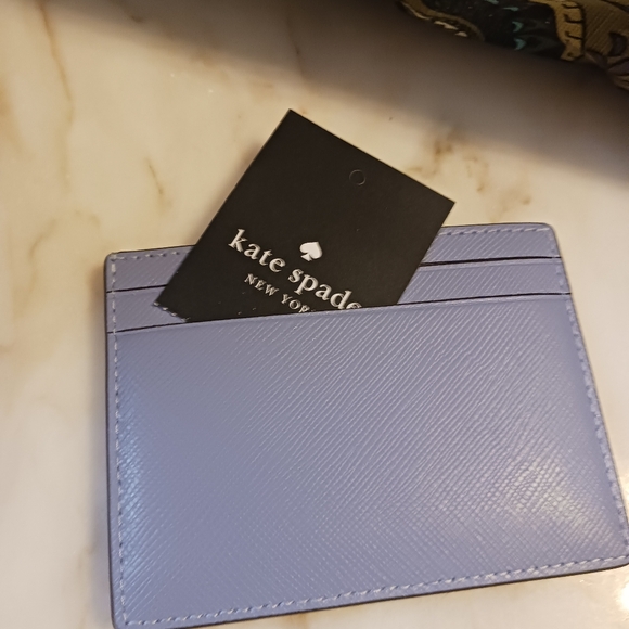 NWT Kate Spade Madison Saffiano Leather Card Holder, Frosted Blue Small Wallet - Picture 6 of 10